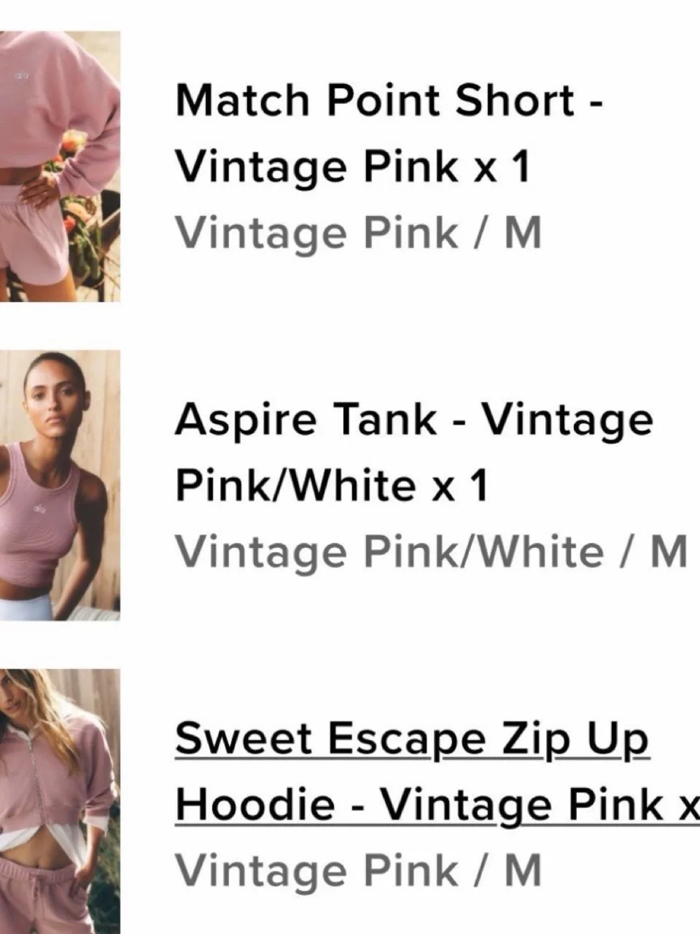 ALO Yoga Vintage Pink Set
